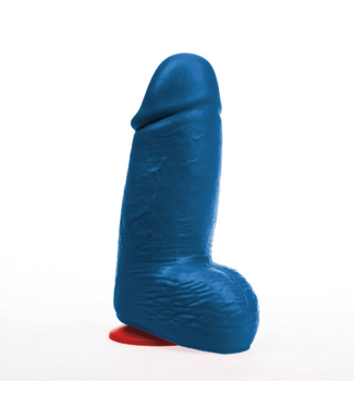 Fuck & Fist Realistische Dikke Dildo met Ballen - 14,5 cm Blauw met Zuignap en Grip