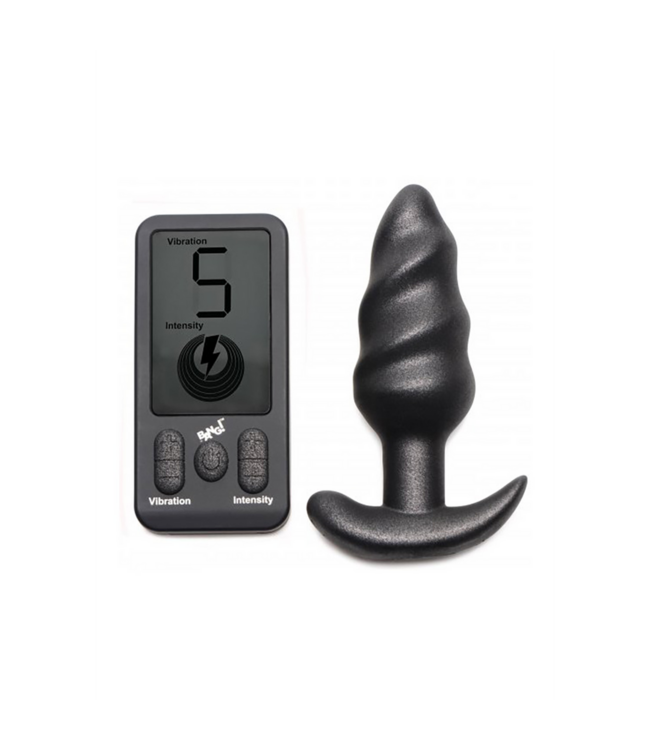 XR Brands Vibrating Silicone Swirl Butt Plug with Remote - Ultimate Pleasure Awaits!
