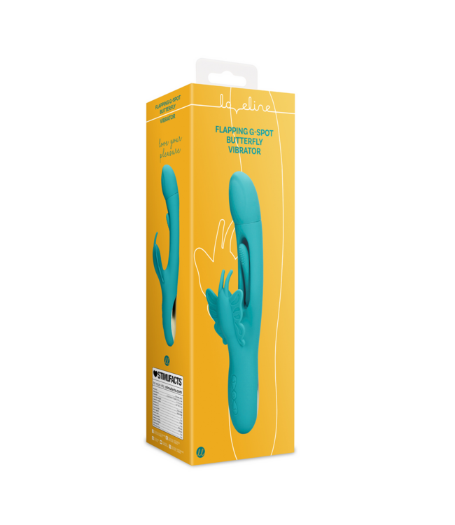 Loveline Intense Genot met de Flapping G-Spot Vlinder Vibrator in Pauwblauw