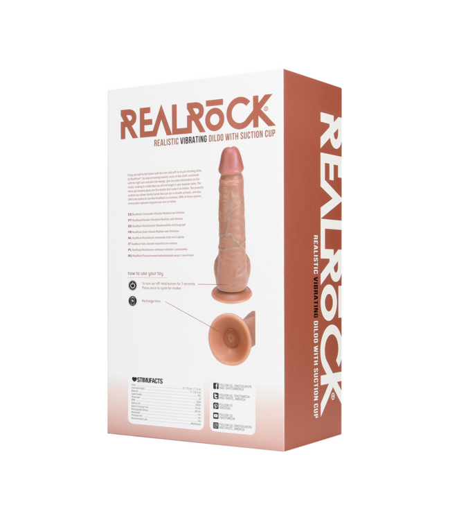 RealRock Unieke Vibrerende RealRock Dildo 25 cm – Realistisch Genot met Zuignap