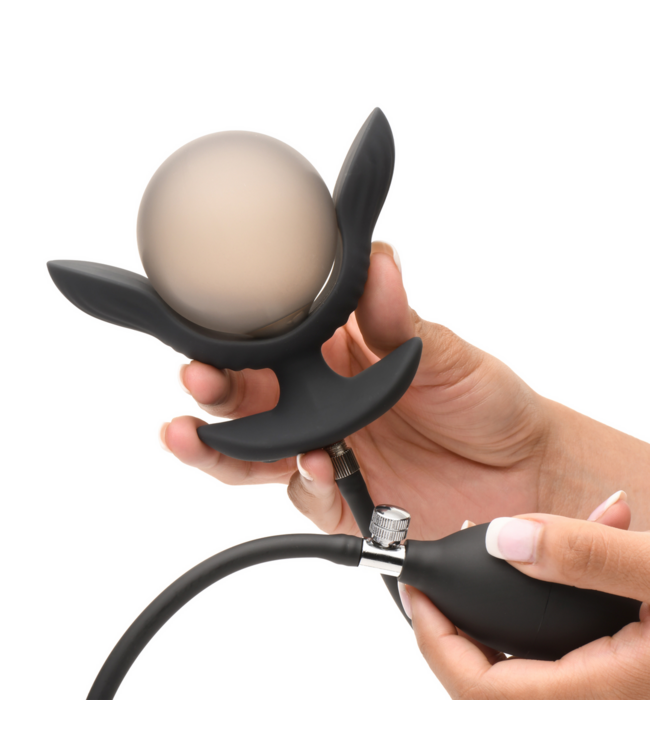 XR Brands Dark Pearl 11,4 cm - Aufblasbarer vibrierender Analplug für intensive Lust