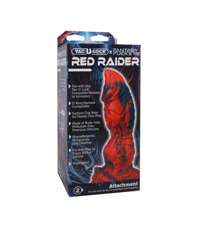 Doc Johnson Red Raider 20.3 cm Silicone Toy - Ribbed Texture in Red/Black Design