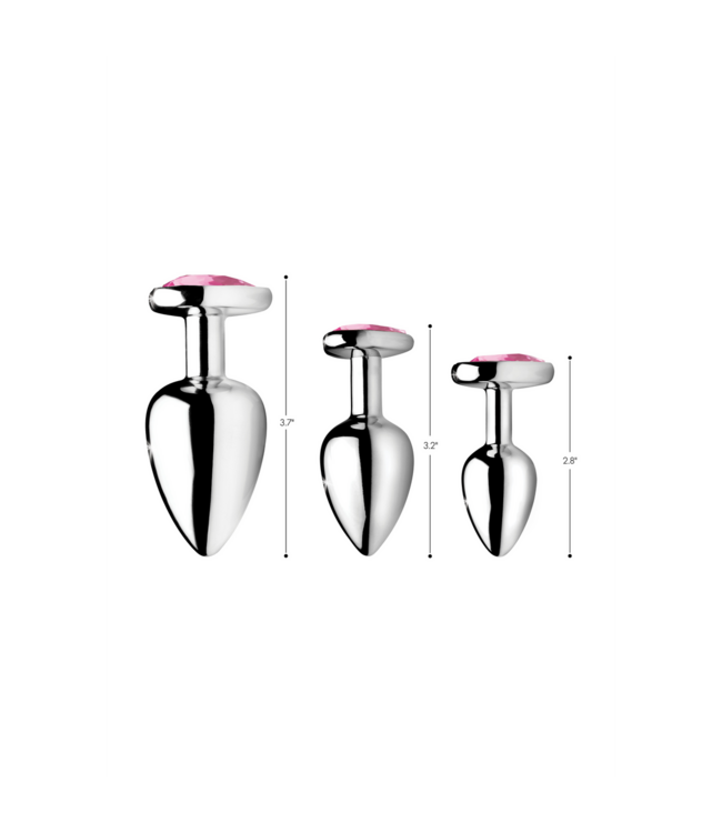 XR Brands Herz-Butt-Plug-Set in Pink – 3 Größen für stilvolles Vergnügen