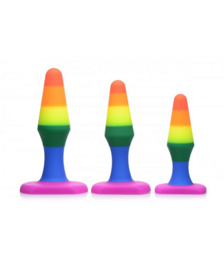 XR Brands Kleurrijke Rainbow Anale Trainer Set voor Beginners - 3,5 Inch Buttplugs