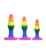 XR Brands Rainbow Buttplug-Trio – Silikon-Anal-Trainer für Anfänger, 3,5 Zoll