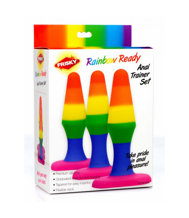 XR Brands Rainbow Silicone Anal Trainer Set - 3.5 Inch Beginner Butt Plugs