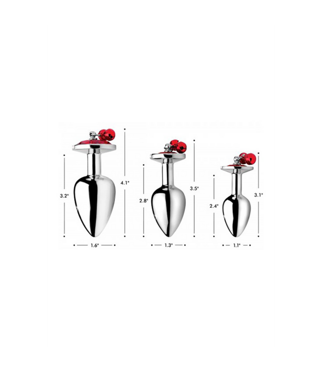 XR Brands Kinky Rotes Edelstein-Butt-Plug-Set mit Glöckchen – 7 cm Überraschung!