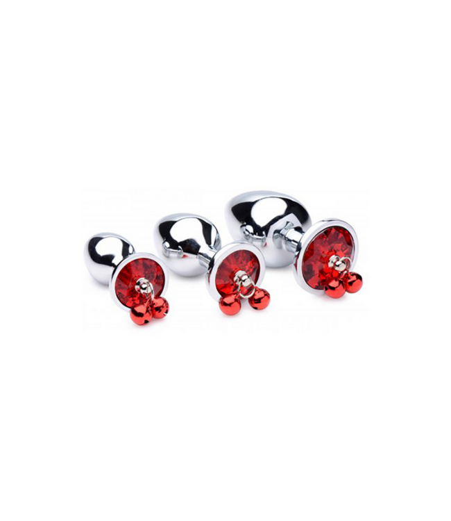 XR Brands Kinky Rotes Edelstein-Butt-Plug-Set mit Glöckchen – 7 cm Überraschung!