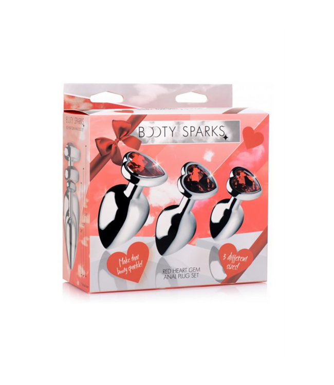 XR Brands Ruby Anal Hearts Set - Luxe Butt Plugs voor Stijlvolle Anale Plezier