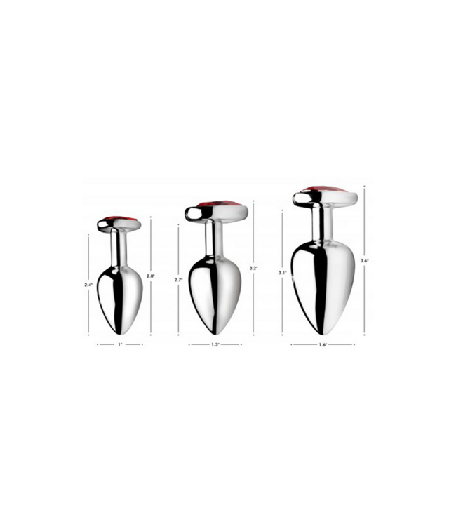 XR Brands Ruby Anal Hearts Set - Luxe Butt Plugs voor Stijlvolle Anale Plezier