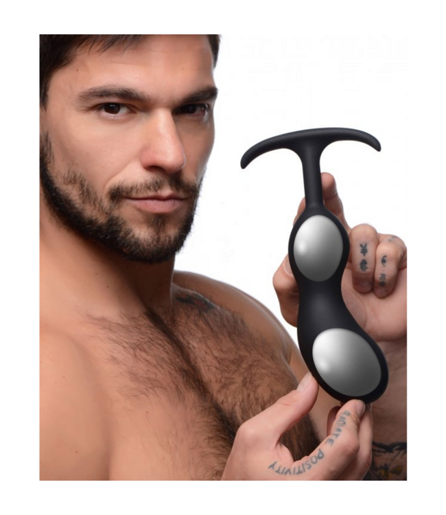 XR Brands Ergonomischer Premium-Silikon-Prostataplug mit Gewichten für Komfort