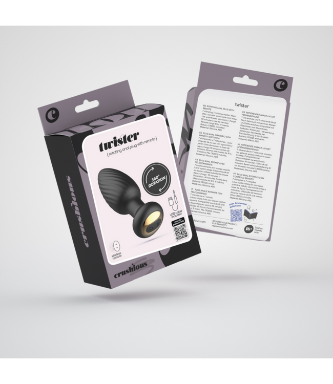 Crushious Drehbarer Analplug & 360°-Vibrator – Schwarz mit Fernbedienung