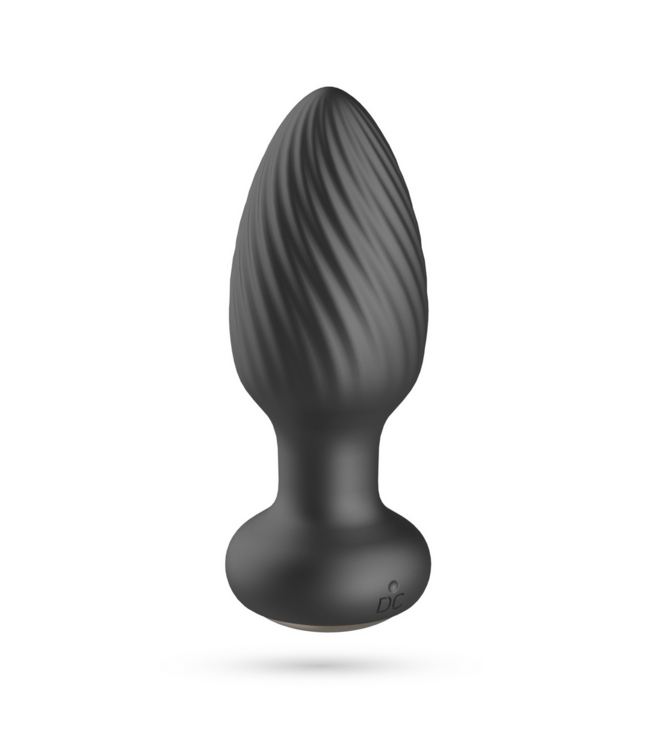 Crushious Twister 6 cm Remote Control Rotating Anal Plug & Vibrator - Black