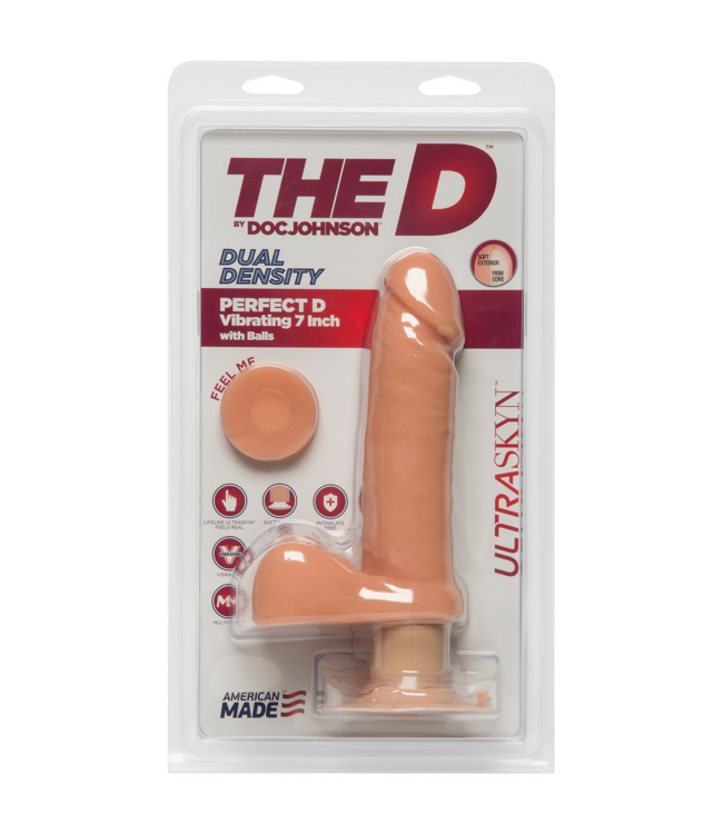 Doc Johnson ULTRASKYN Perfect D 7" Vibrating Dildo - Realistic & Powerful Pleasure