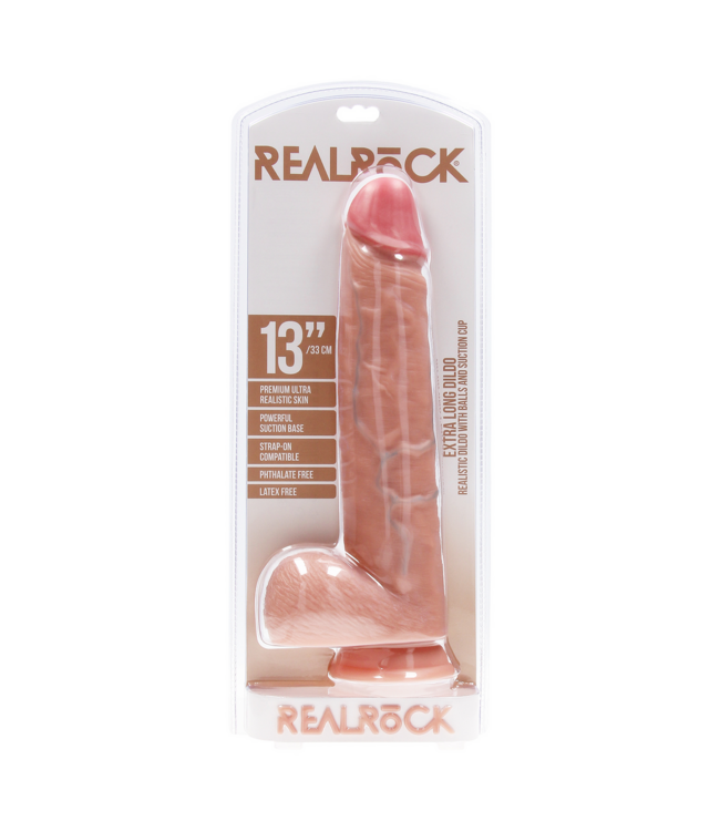 RealRock RealRock PVC Dildo Extra Large met Scrotum en Zuignap - 26,7 cm Sensatie