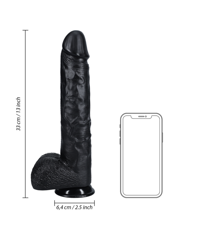 RealRock RealRock Extra Large Realistic Dildo with Suction Cup - 33 cm Black