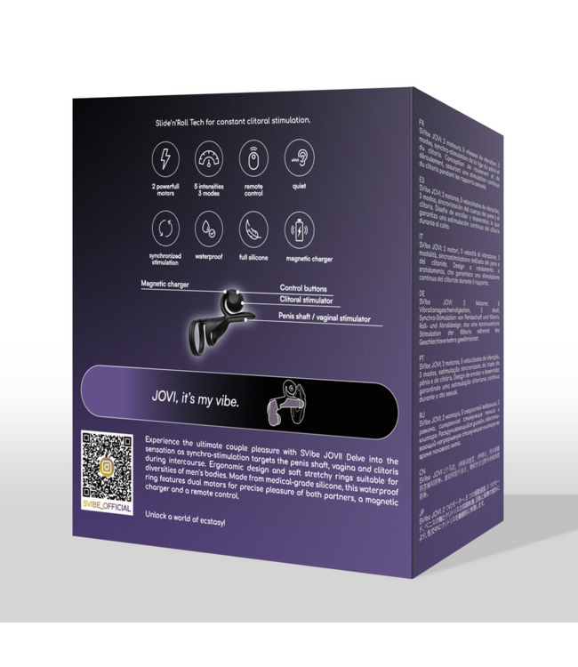 Snail Vibe SVibe JOVI Dubbele Koppelringstimulator Zwart | 5 Snelheden en Afstandsbediening
