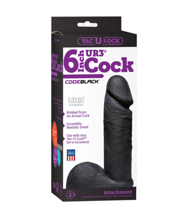 Doc Johnson CodeBlack ULTRASKYN Dildo 18 cm – Realistischer Vac-U-Lock-Aufsatz
