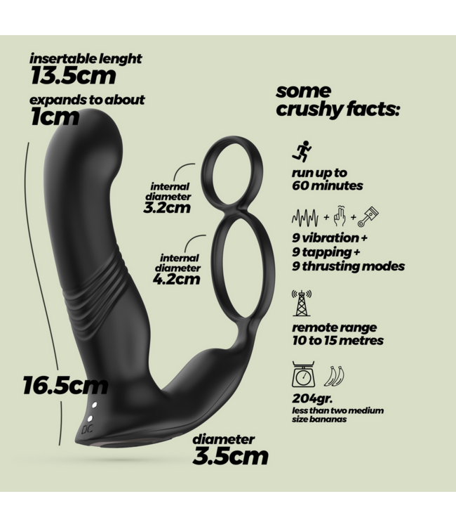 Crushious Erixos Prostatastimulator Schwarz | 9 Vibrationsmodi & Fernbedienung