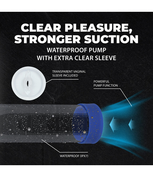 Pumped Engage Waterdichte Penis Pomp – Krachtige Vacuümvergroting in Blauw