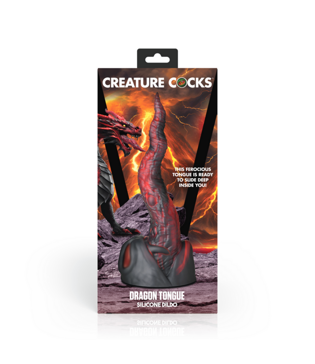 XR Brands Verken de Dragon Tongue Siliconen Dildo 24,4 cm – Luxe Rood/Zwart Sensatie