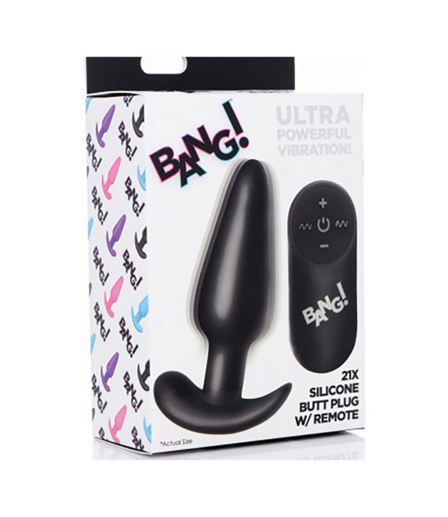 XR Brands Ervaar Genot met de 9 cm BANG Toy's Vibrerende Siliconen Buttplug met Afstandsbediening