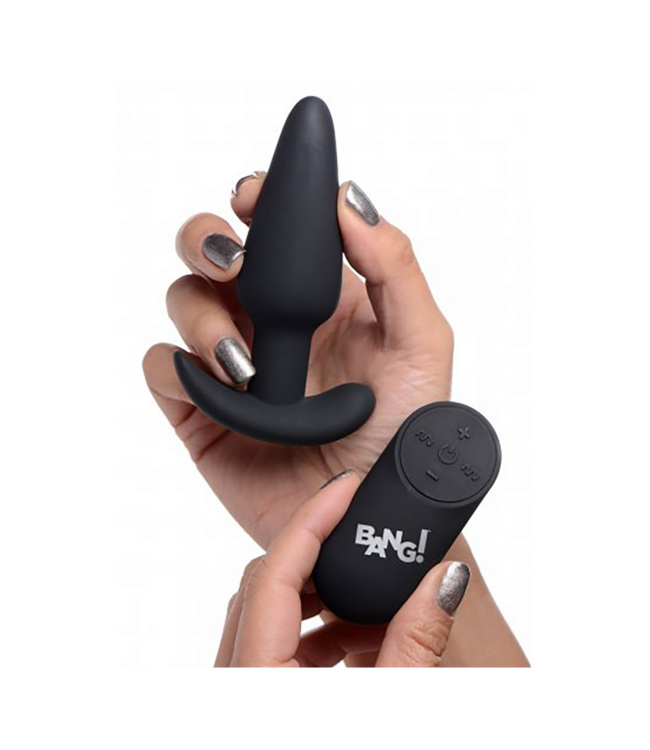 XR Brands Vibrierender Silikon-Buttplug 9 cm mit Fernbedienung und 21 Mustern