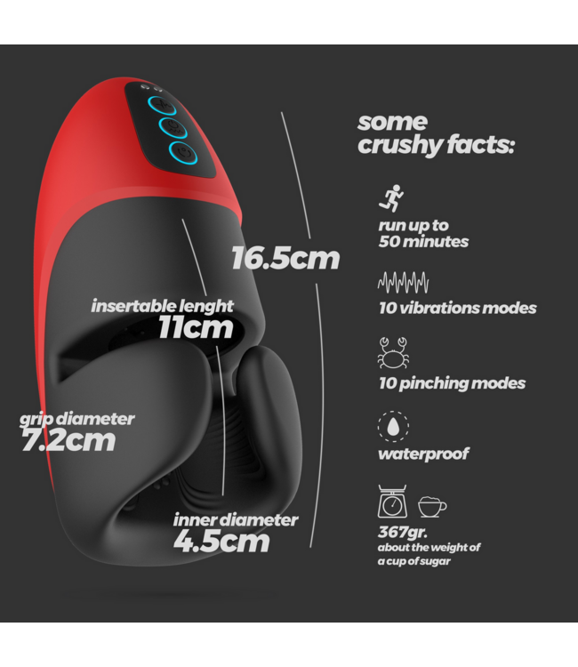 Crushious Pancho Rechargeable Silicone Masturbator - 10 Vibration Settings