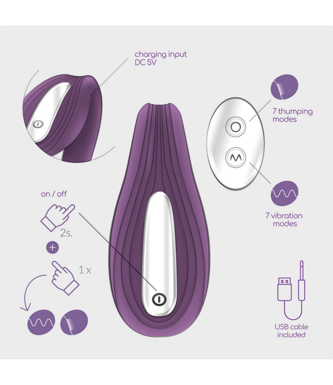 Crushious Pleasuriser Lila – C-förmiger Vibrator mit 7 Funktionen & Gleitmittel