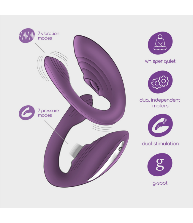Crushious Pleasuriser Lila – C-förmiger Vibrator mit 7 Funktionen & Gleitmittel