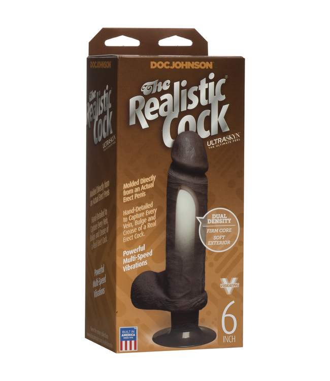Doc Johnson Ultra-Realistic 18cm ULTRASKYN Vibrating Dildo - Brown, Body-Safe