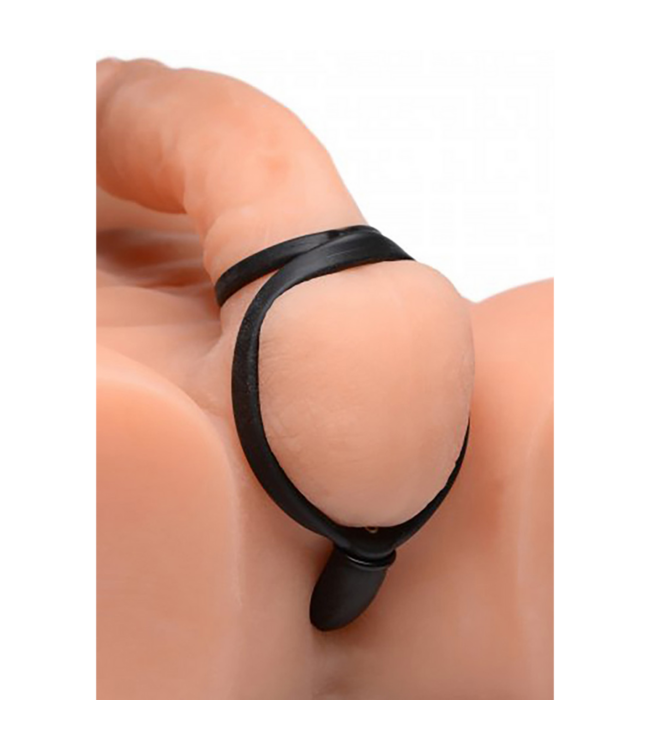 XR Brands Aufblasbarer Silikon-Analplug mit Penis- und Hodenring, 22 cm