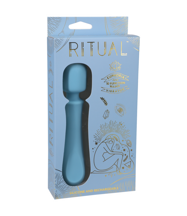 Doc Johnson Euphoria Blue Rechargeable Silicone Wand Vibrator - Quiet & Powerful