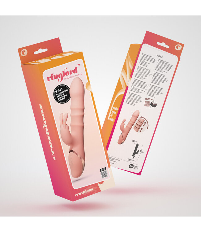 Crushious Ringlord Rabbit-Vibrator Rosa | 3 Ringe, 10 Modi, wasserfest, USB-Aufladung