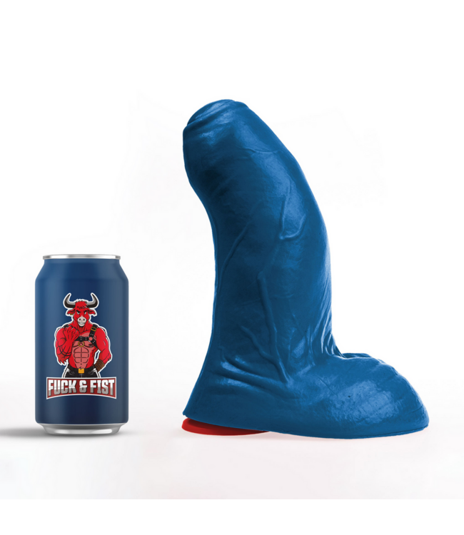 Fuck & Fist Realistischer gebogener Dildo mit Hoden – 22 cm – Blau, inkl. Saugnapf