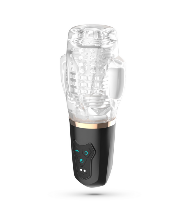 Crushious Quasar Masturbator Transparent: 10 Vibrationen, 5 Saugstufen, USB Akku