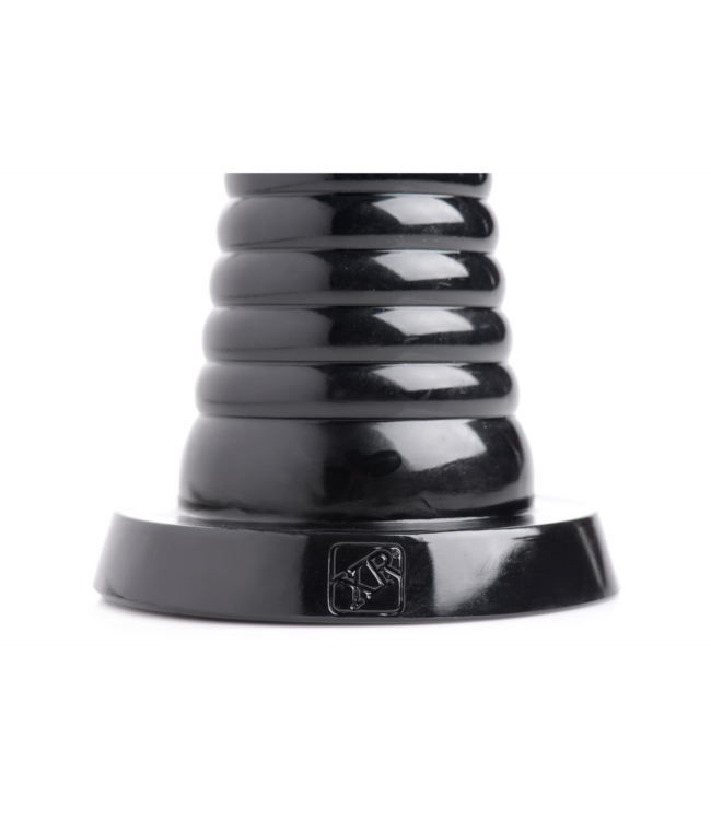XR Brands Giant Ribbed Anal Cone 29 cm Zwart - Geleidelijk Uitbreidbare Dildo voor Comfortabele Ervaring