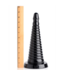XR Brands Giant Ribbed Black Anal Cone - Gradual Stretch for All Levels