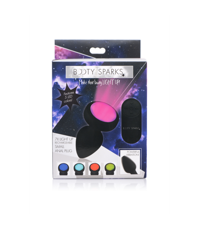 XR Brands Silikon-Vibrations-LED-Plug 9,3 cm – 7 Vibrationen & psychedelisches Licht!