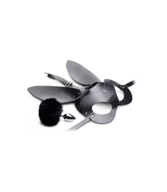 XR Brands Sensuele Bunny Tail Anale Plug en Masker Set – Versterk Jullie Intimiteit