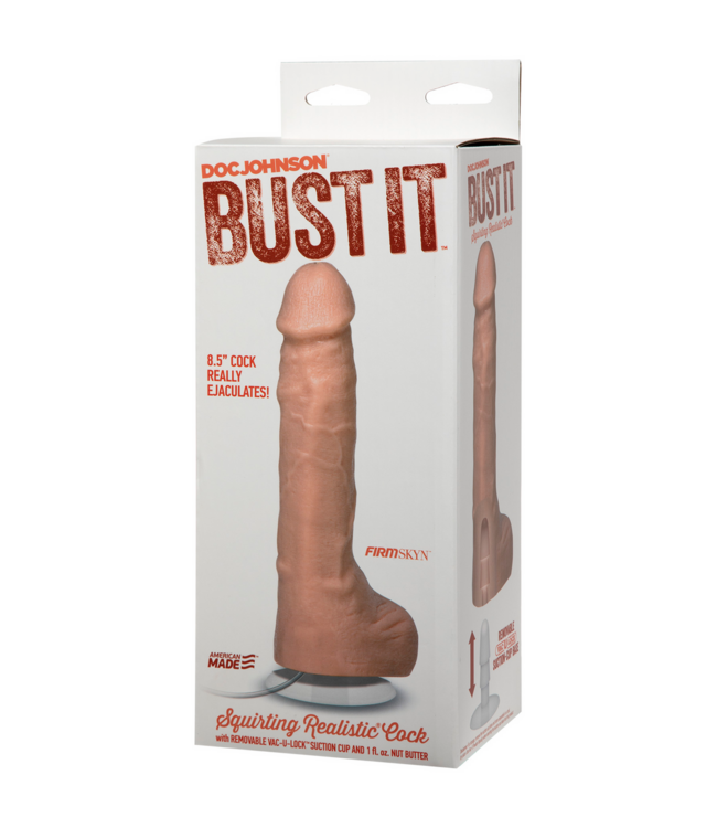 Doc Johnson Realistic 8.5" Squirting Dildo with Nut Butter - Body Safe, 3 Colors
