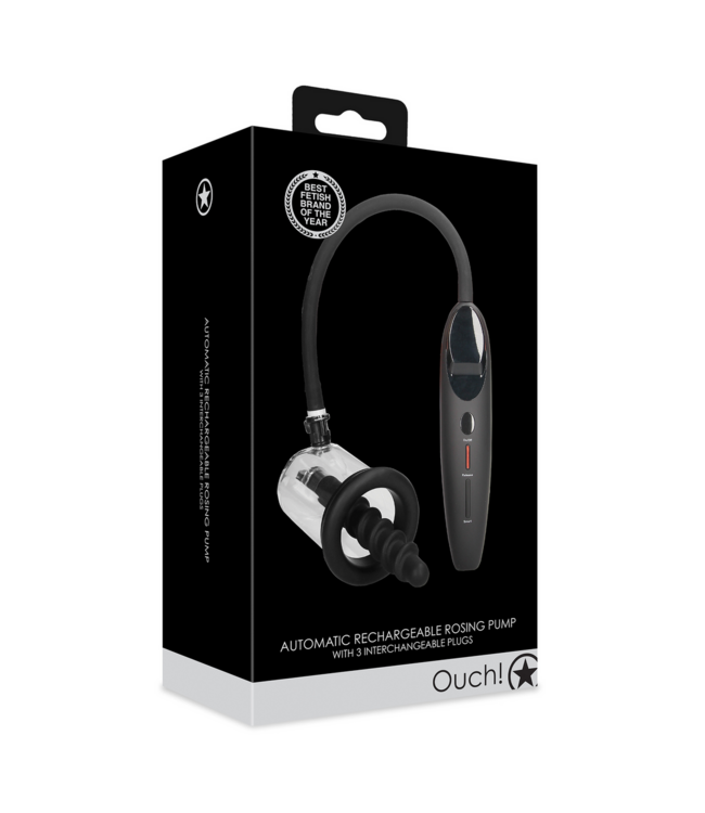 Ouch! Automatic Rechargeable Rose Pump with 3 Plugs for Ultimate Pleasure