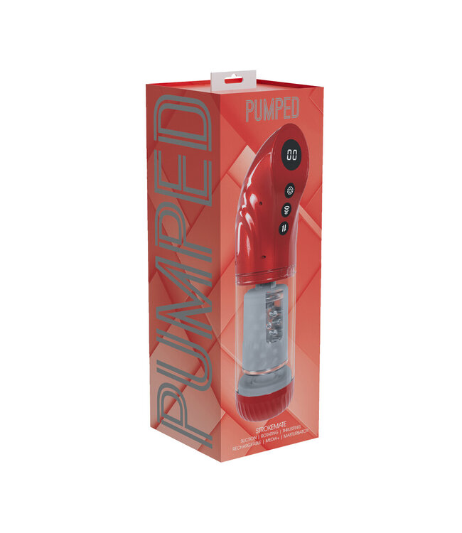 Pumped StrokeMate Intense Masturbator Pompsysteem - Zuig- & Draai Functies Rood