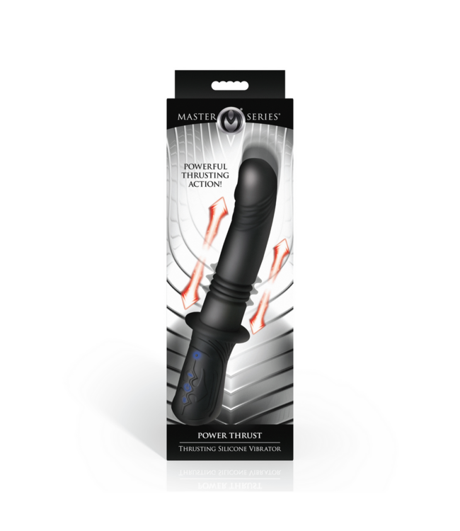 XR Brands Power Thrust Siliconen Dildo - Zwart, 3 Stoot- & 7 Vibratiesnelheden