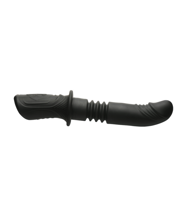 XR Brands Power Thrust Siliconen Dildo - Zwart, 3 Stoot- & 7 Vibratiesnelheden
