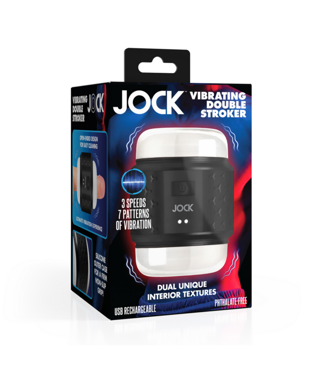 Curve Toys JOCK Vibrating Double Stroker - 3 Vibes, 7 Patterns, Waterproof Fun