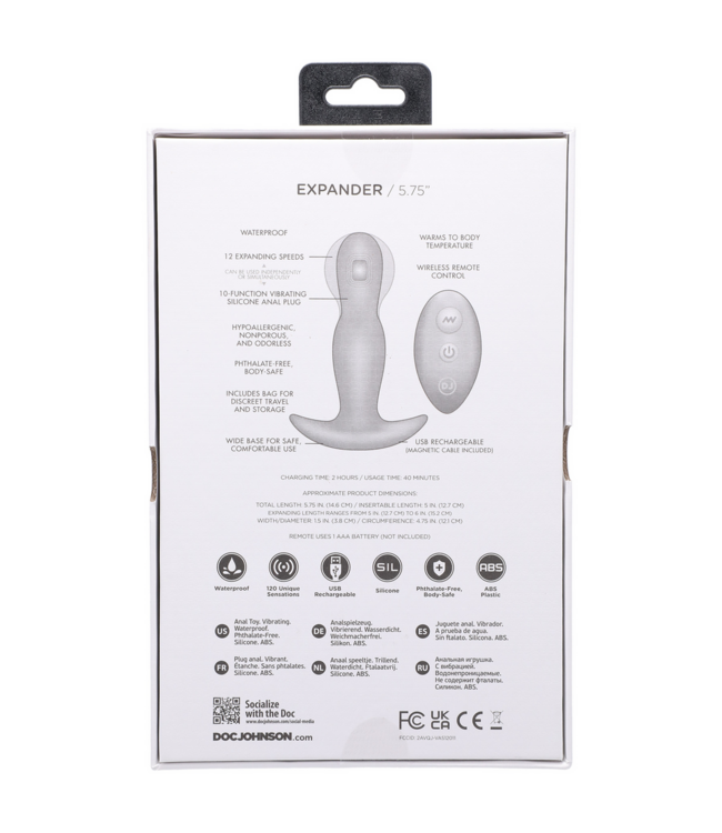 Doc Johnson A-Play Expander: Silikon-Analplug 14,5 cm mit Fernbedienung, vibrierend