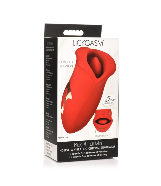 XR Brands Lickgasm Kiss and Tell Rood – Handzame Vibrator met Stimulerende Functie