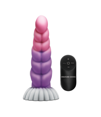 XR Brands Cloud Rider Vibrations-Einhorn-Dildo aus Silikon in Lila/Rosa
