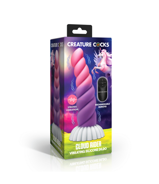XR Brands Magische Vibrerende Eenhoorn Dildo - Roze/Paarse Silicone Sensatie